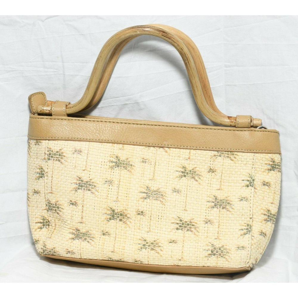 Worthington Handbag Bamboo Handle Beige Woven Paper- Zipper Pouch